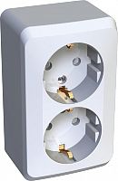Розетка с заземлением накладная Systeme Electric Этюд 2-м. шторки белый картинка